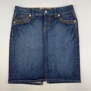 Guess Premium Denim Size 28 Blue Jean Pencil Skirt Stretch Made in USA